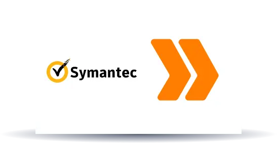 Symantec logo with chevrons